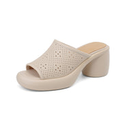 open toe chunky heel sandals, view 3 - MRSLM
