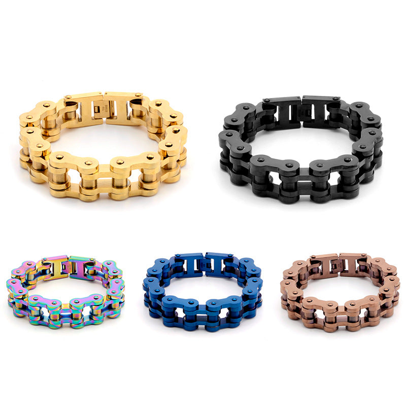 Men's titanium steel bicycle chain bracelet, view 10 - MRSLM