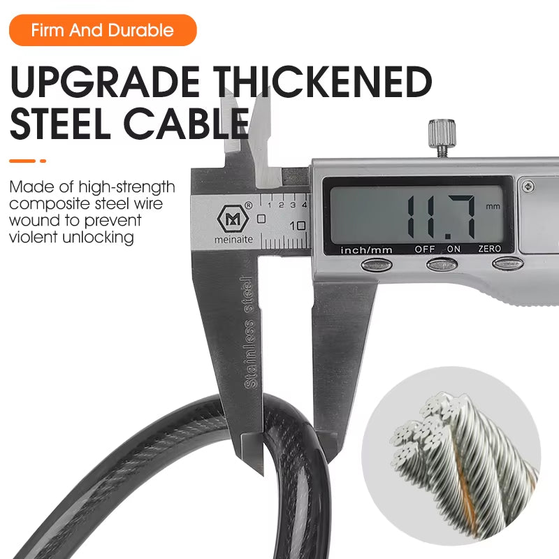 coiling bike cable lock with password, view 8 - MRSLM