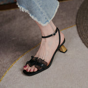 square toe high heel leather sandals, view 5 - MRSLM