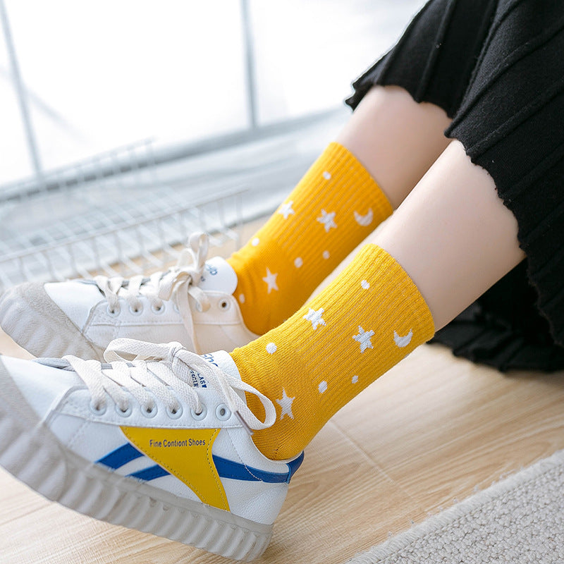 moon and star silver silk socks, view 6 - MRSLM