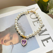 pearl and crystal pet collar with scarf, view 26 - MRSLM