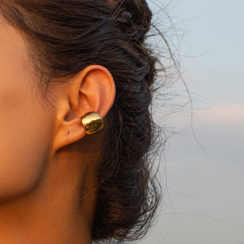 gold plated minimalist smooth ear clip, view 9 - MRSLM