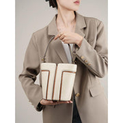 leather bucket shoulder bag, view 8 - MRSLM