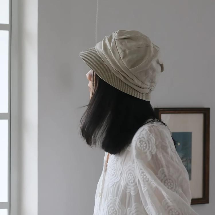 woven cotton linen sun hat for women, view 3 - MRSLM