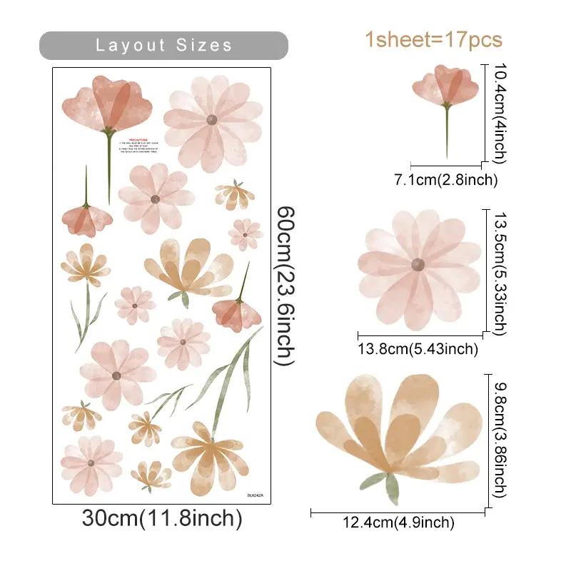 boho floral wall stickers, view 2 - MRSLM