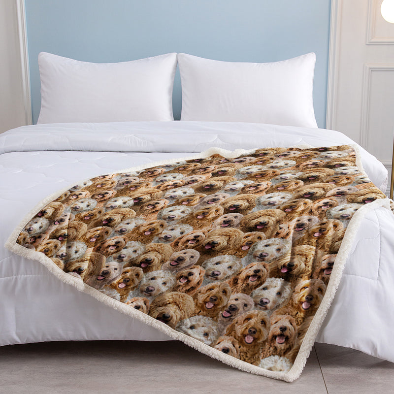 Cockapoo sherpa fleece throw blanket, view 7 - MRSLM