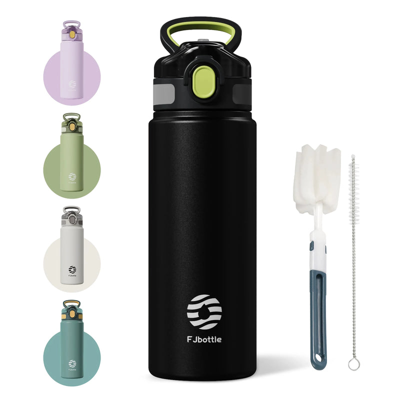 stainless steel thermos bottle with straw, view 3 - MRSLM