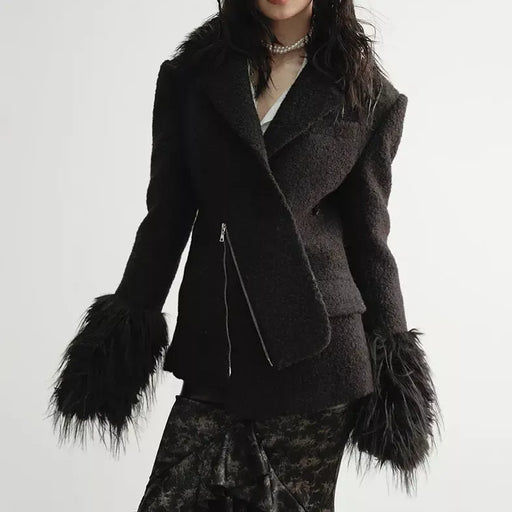 Loose blend coat with turn-down collar, view 2 - MRSLM