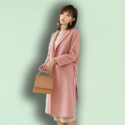 Women's belted long wool coat, view 7 - MRSLM