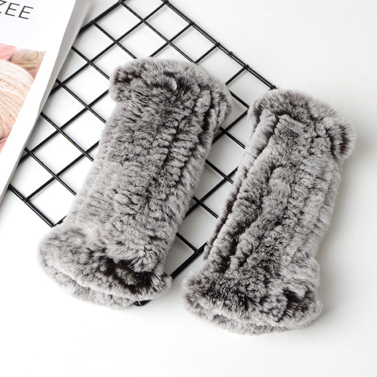 women's warm half finger knitted gloves, view 5 - MRSLM