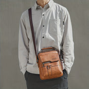 men's PU leather crossbody messenger bag, view 2 - MRSLM
