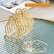 Acrylic gold foil coaster set, view 3 - MRSLM