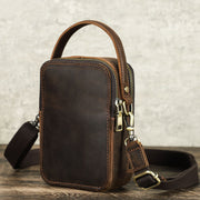men's retro leather messenger bag, view 5 - MRSLM