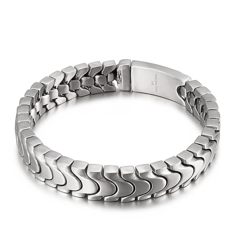 men's frosted titanium steel bracelet, view 5 - MRSLM