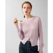 hollow out silk blend sweater, view 8 - MRSLM