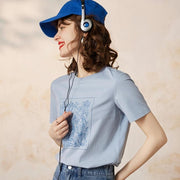 Scenery print round neck t-shirt, view 4 - MRSLM