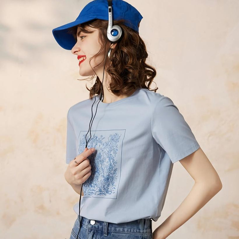 Scenery print round neck t-shirt, view 4 - MRSLM