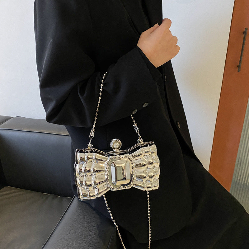 acrylic bow chain handbag, view 2 - MRSLM
