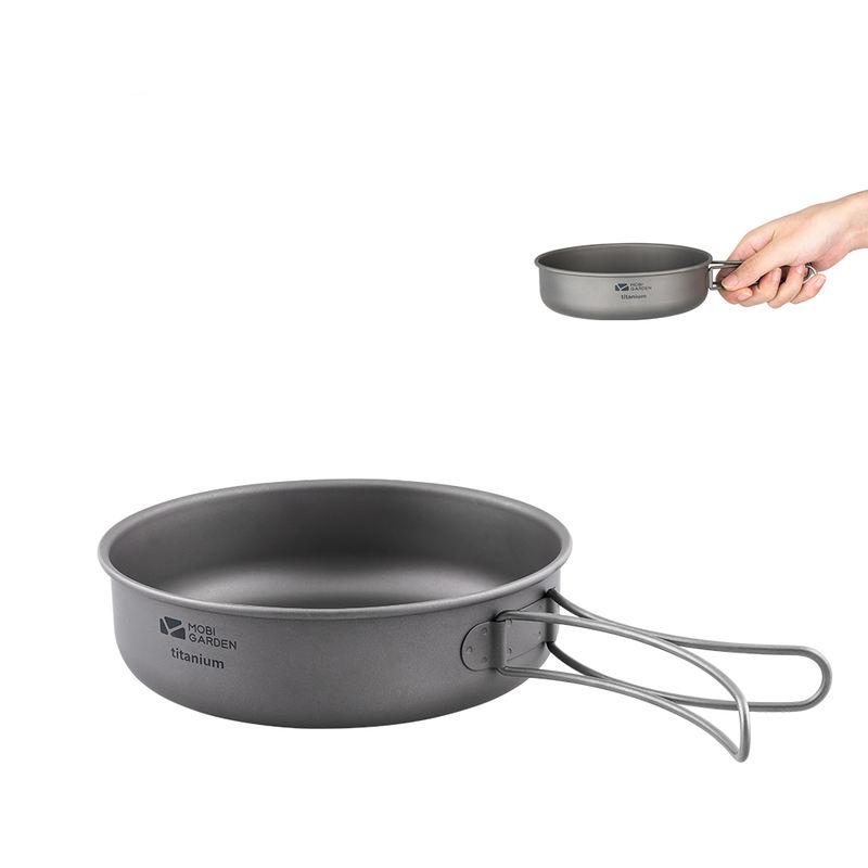 portable titanium camping frying pan, view 3 - MRSLM