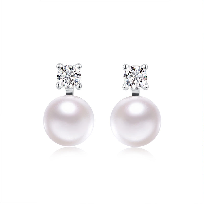 freshwater pearl stud earrings, view 4 - MRSLM