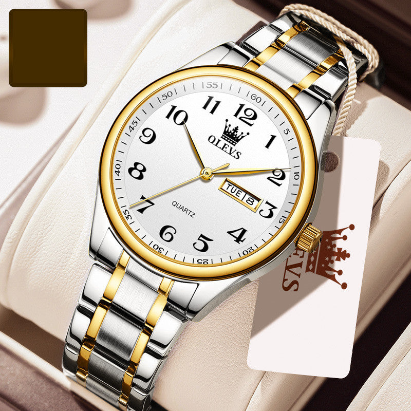 steel band calendar quartz watch, view 3 - MRSLM