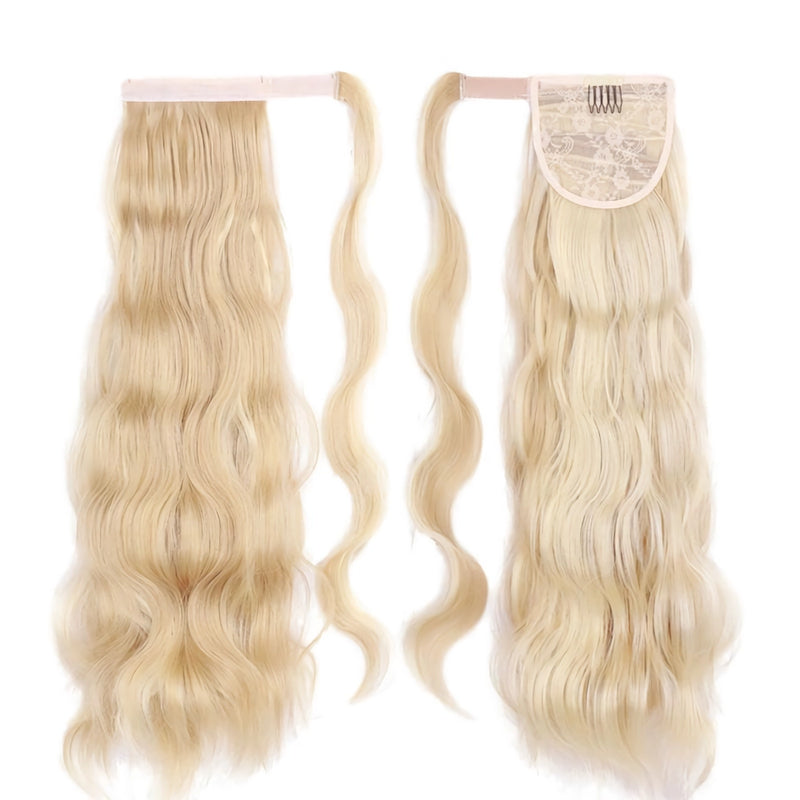 blonde wavy clip-in ponytail extension, view 7 - MRSLM