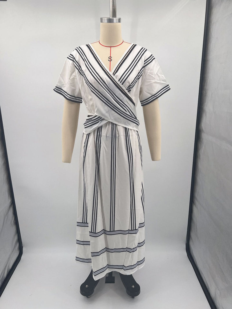 v-neck pleated maxi dress, view 8 - MRSLM