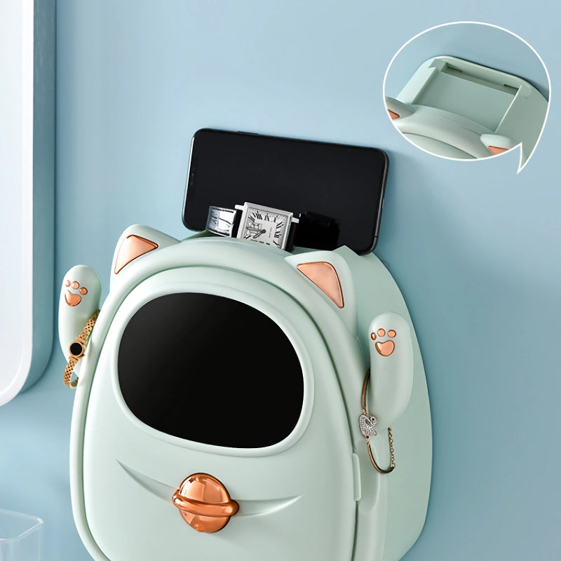lucky cat tissue box and bathroom organizer, view 8 - MRSLM