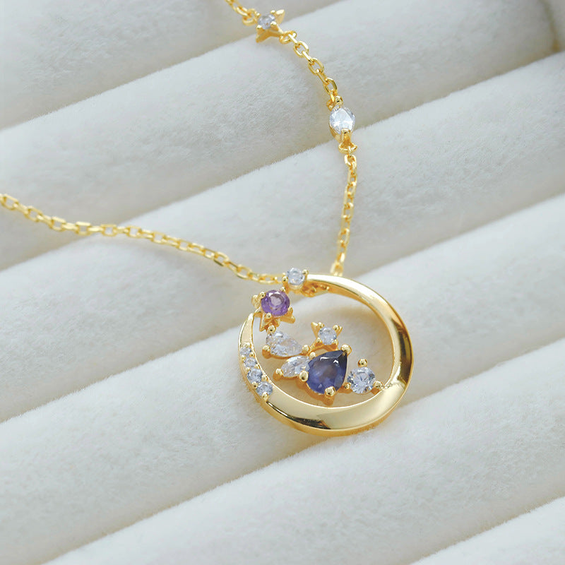 romantic garden cordierite silver necklace, view 2 - MRSLM