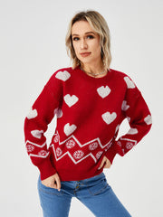 women's loose cozy heart sweater, view 5 - MRSLM