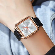 women's square dial leather strap watch, view 11 - MRSLM