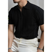 zipper knitted short sleeve polo shirt men, view 4 - MRSLM