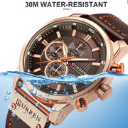 men's leather sports chronograph watch, view 6 - MRSLM