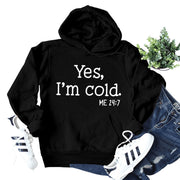 yes i'm cold letter print hoodie, view 14 - MRSLM