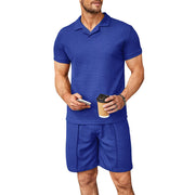 men's waffle polo and shorts set, view 7 - MRSLM