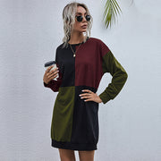 women's color contrast pullover dress, view 2 - MRSLM