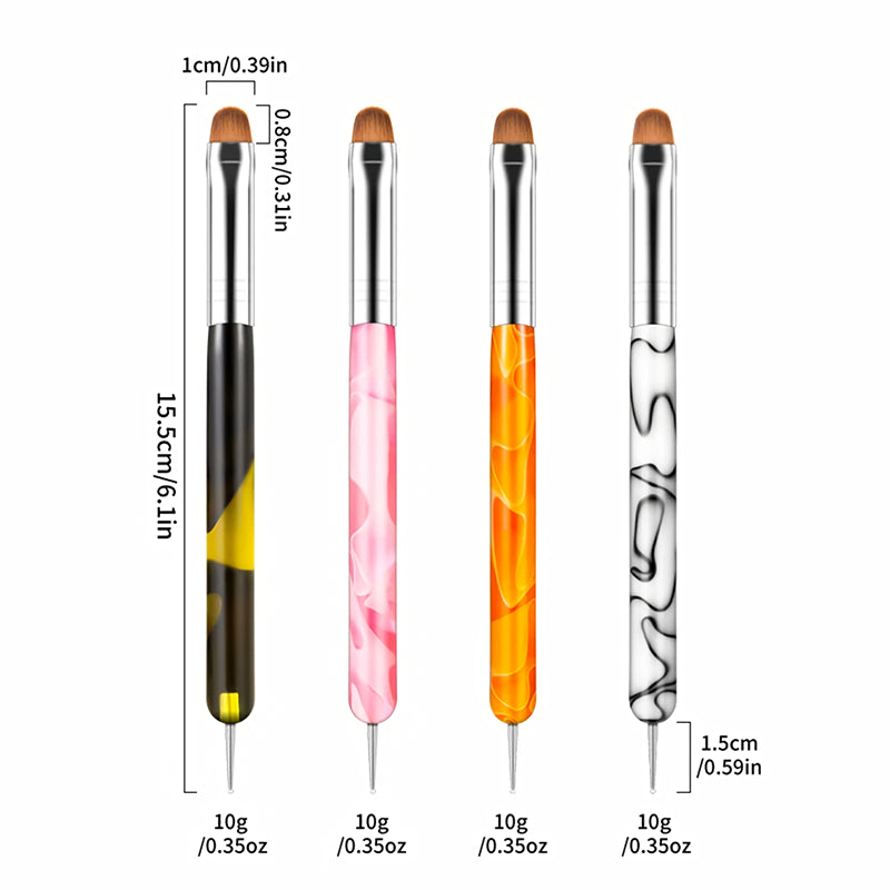 Double-ended nail art brush and dotting pen, view 2 - MRSLM
