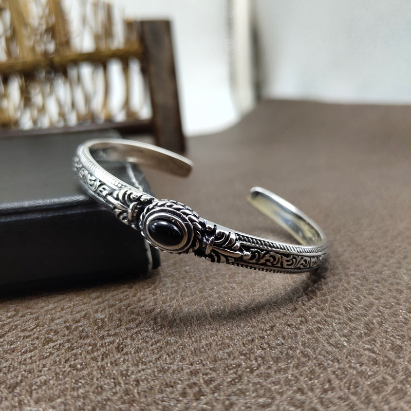 vintage thai silver open bracelet, view 2 - MRSLM