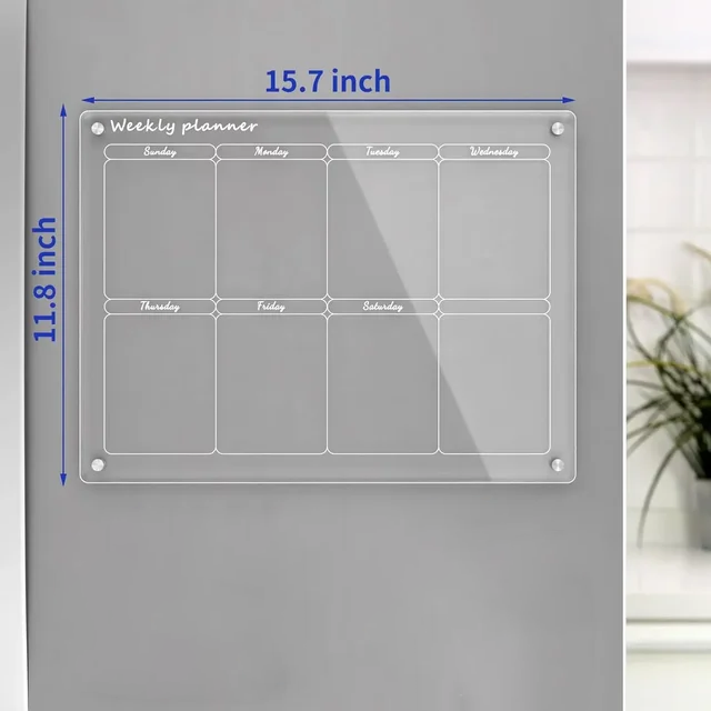 Clear acrylic magnetic fridge calendar board, view 2 - MRSLM