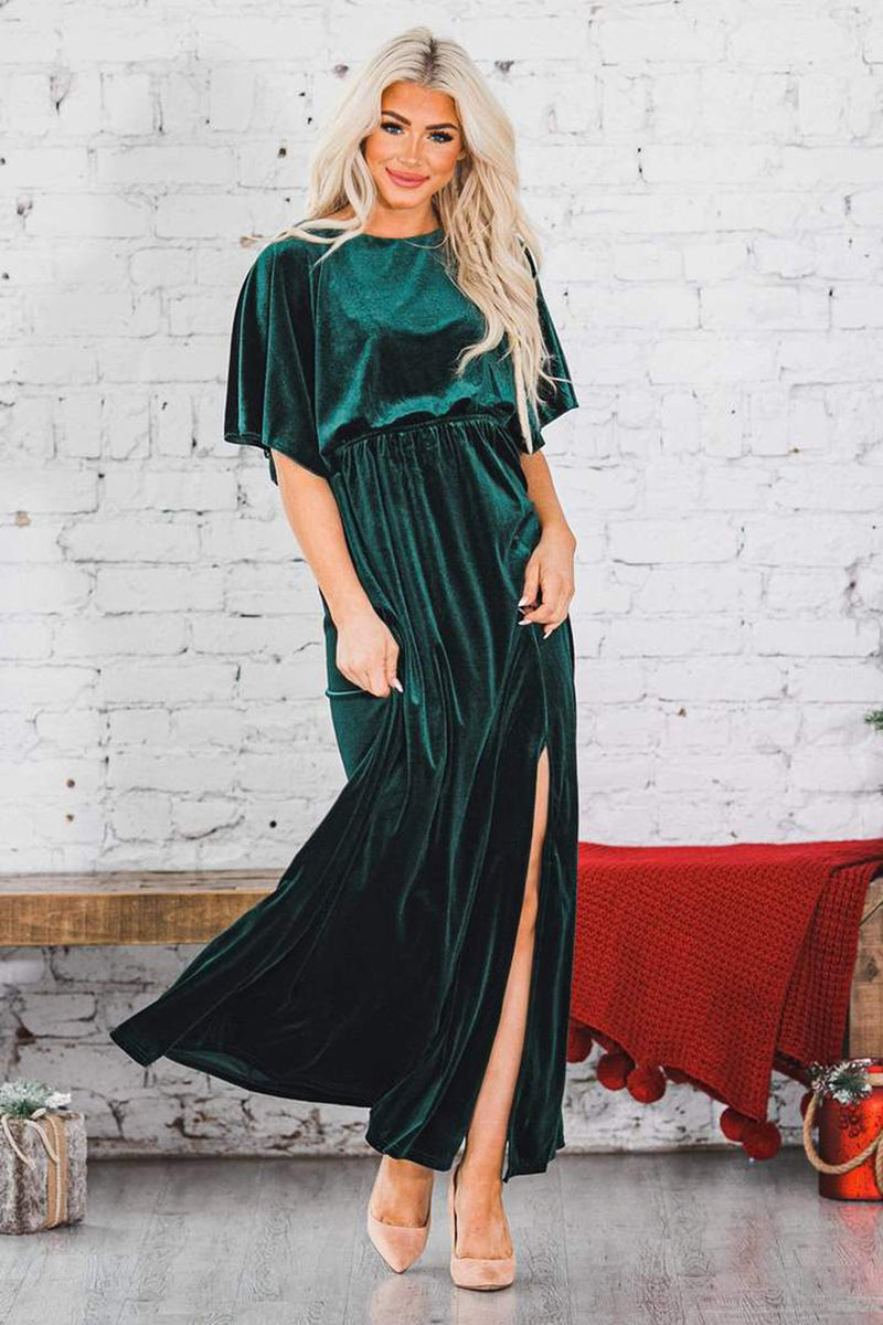 gold velvet evening dress, view 2 - MRSLM