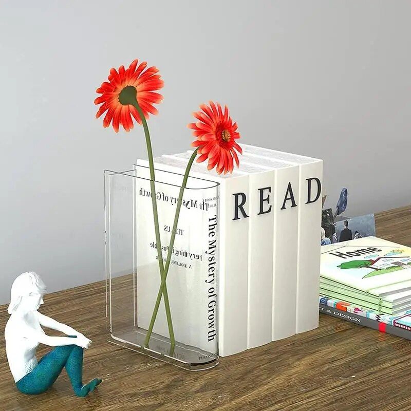 acrylic book flower vase, view 3 - MRSLM
