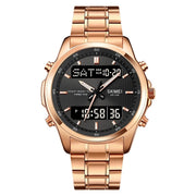 men's double display steel watch, view 3 - MRSLM