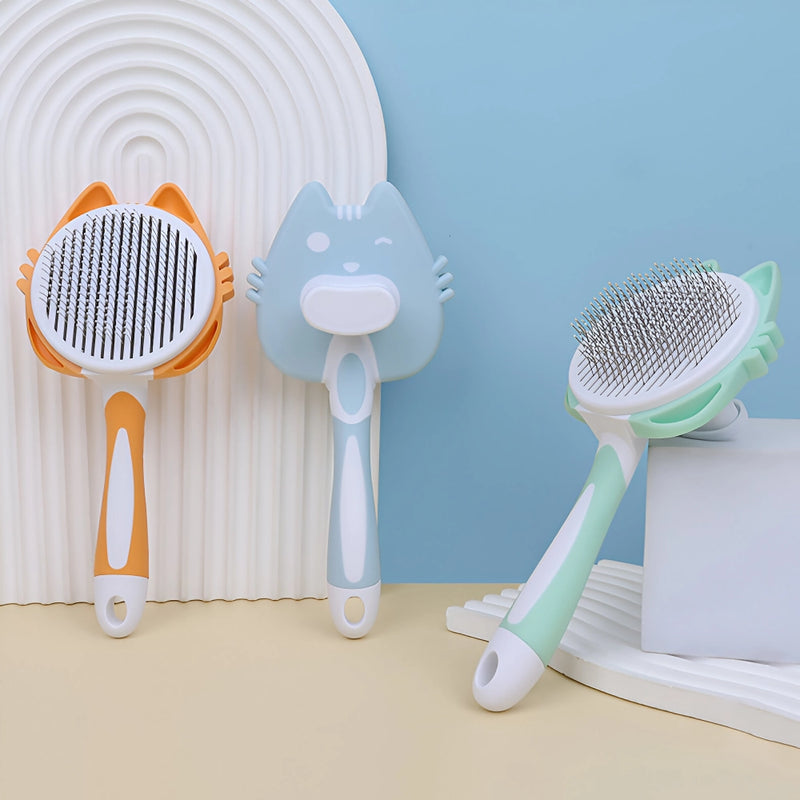 self-cleaning pet grooming brush, view 8 - MRSLM