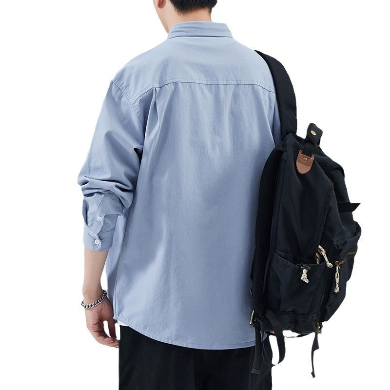 men's loose cotton shirt coat, view 4 - MRSLM