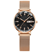 Women's rose gold mesh belt quartz watch, view 7 - MRSLM