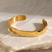 waterproof wide cuff bracelet, 18K PVD gold, view 2 - MRSLM