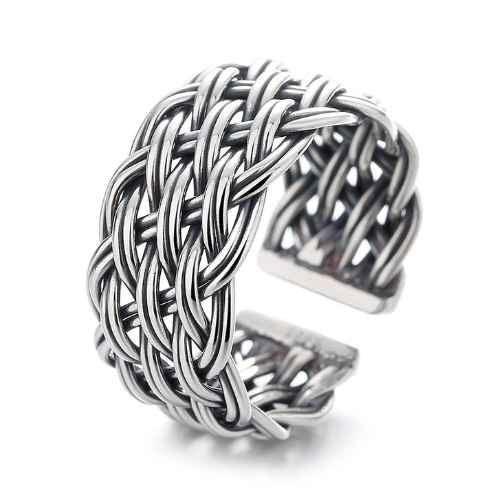 Sterling Silver Vintage Distressed Handmade Woven Twisted Ring