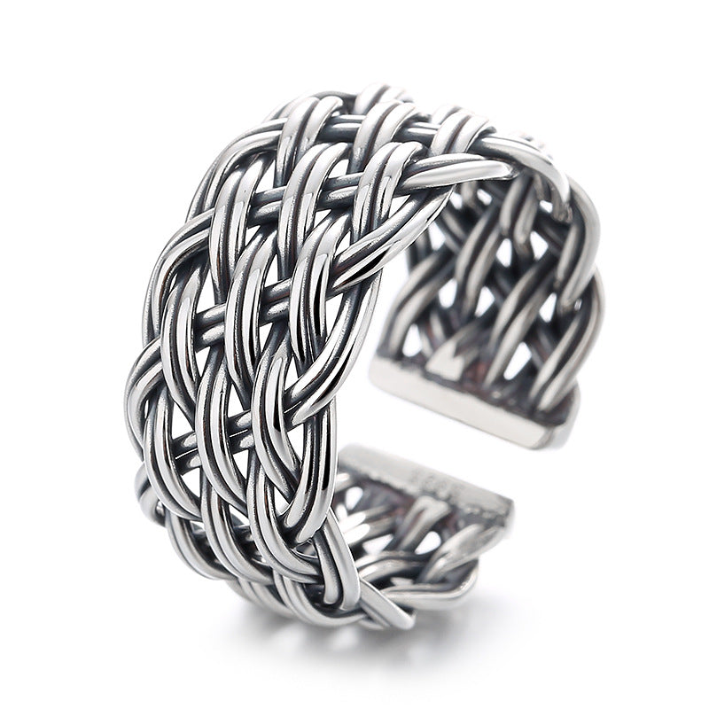 sterling silver woven twist ring, view 9 - MRSLM