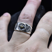 s925 silver retro sunflower pattern ring - MRSLM